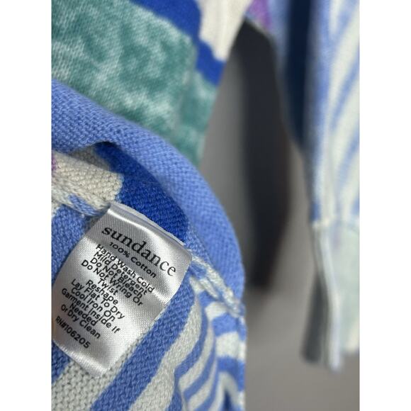 Sundance Johanna Lightweight Blue Striped V Neck Casual Sweater 100% Cotton XXL - Picture 7 of 8